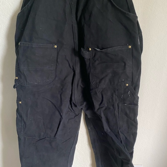 ASO DRUSKI Carhartt Black Duck Bib Thrashed Paint Splatter Canvas Overalls 42x34 - Picture 14 of 16